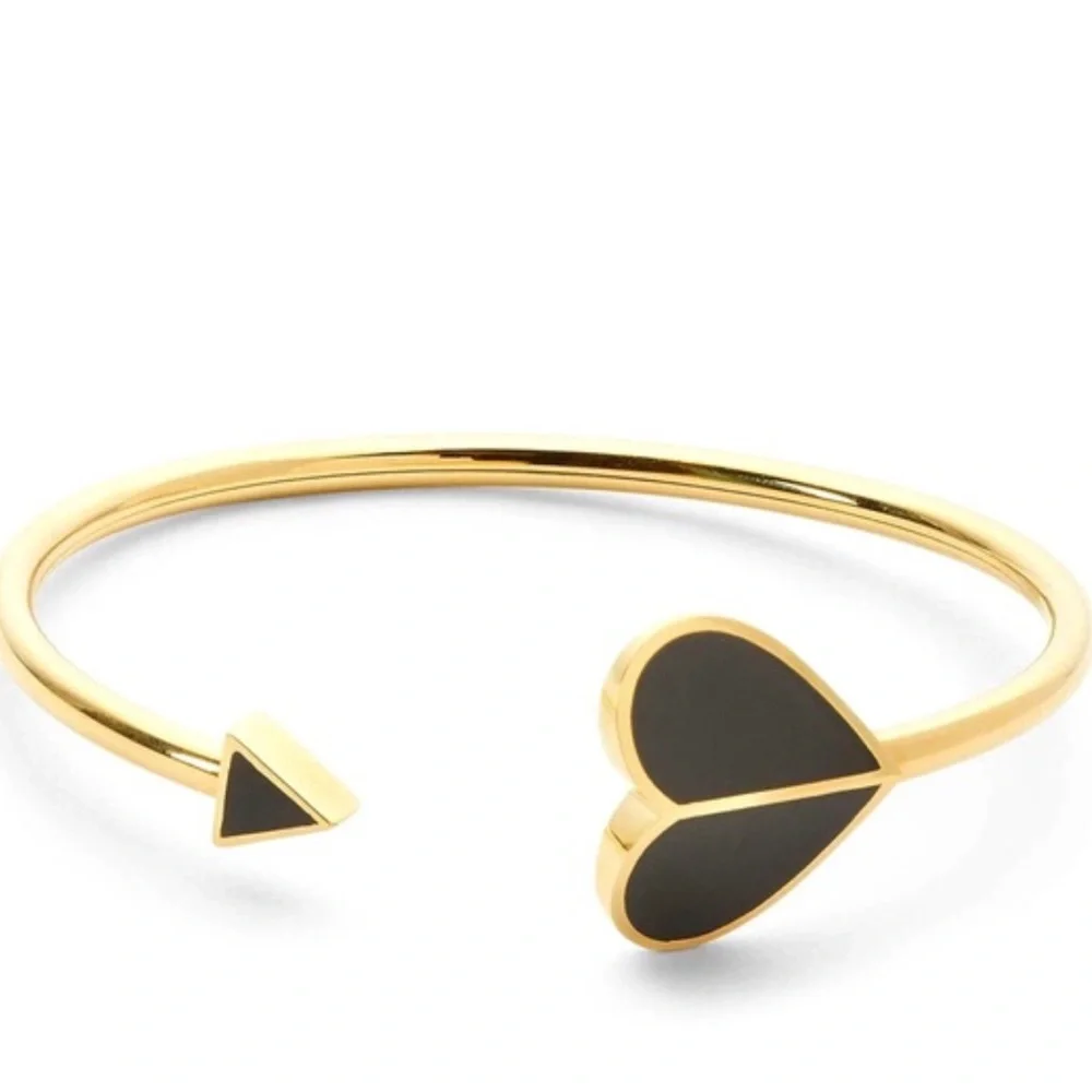 $68 Kate Spade Heritage Heart Metal Spade Flex Bracelet Black